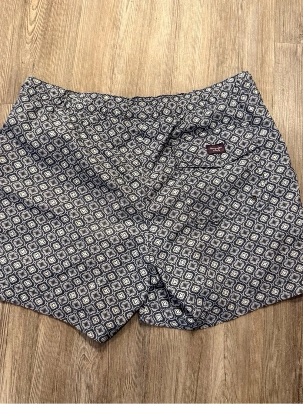 Abercrombie & Fitch Navy and White Geometric Swim Shorts - Picture 5 of 9